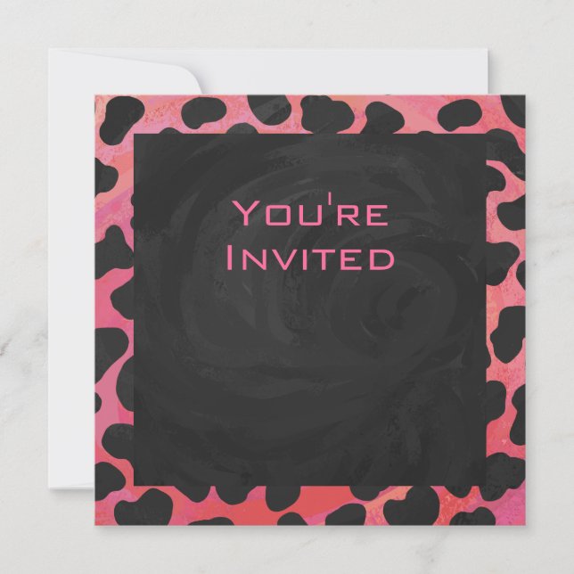 Invitation Monogramme Dalmatien Noir et Rouge (Devant)