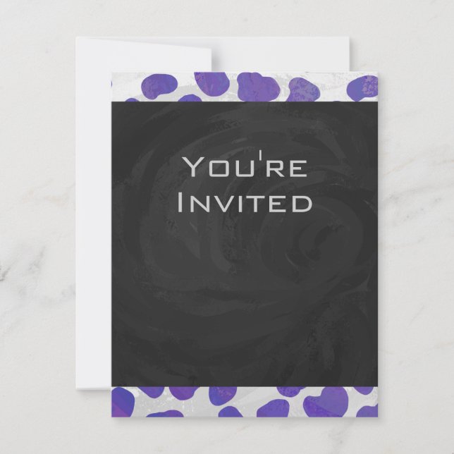Invitation Monogramme Dalmatien violet et blanc (Devant)