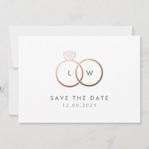 Invitation Monogramme d'anneau d'or Rose moderne
