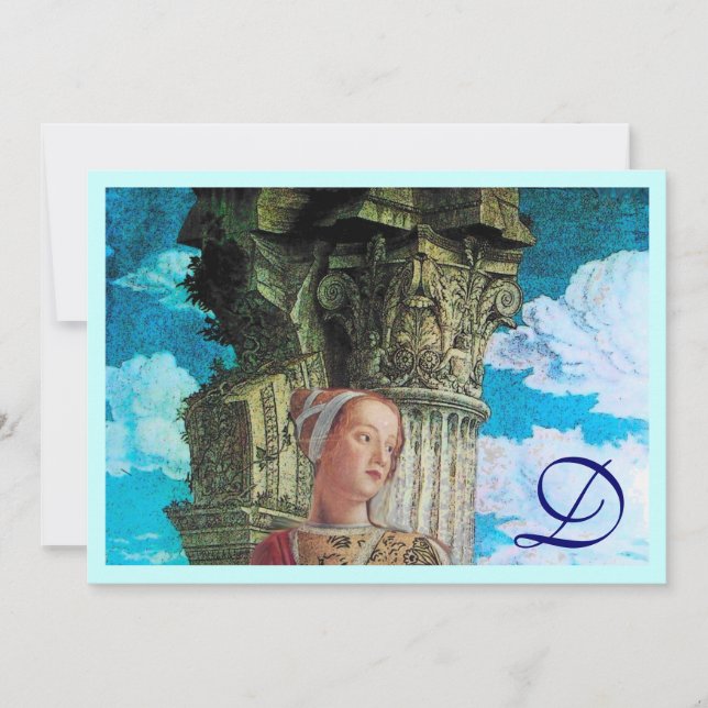 Invitation MONOGRAMME DE BEAUTÉ CLASSIQUE bleu antique clair (Devant)