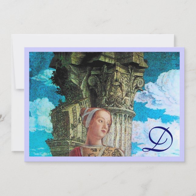 Invitation MONOGRAMME DE BEAUTÉ CLASSIQUE bleu antique clair (Devant)