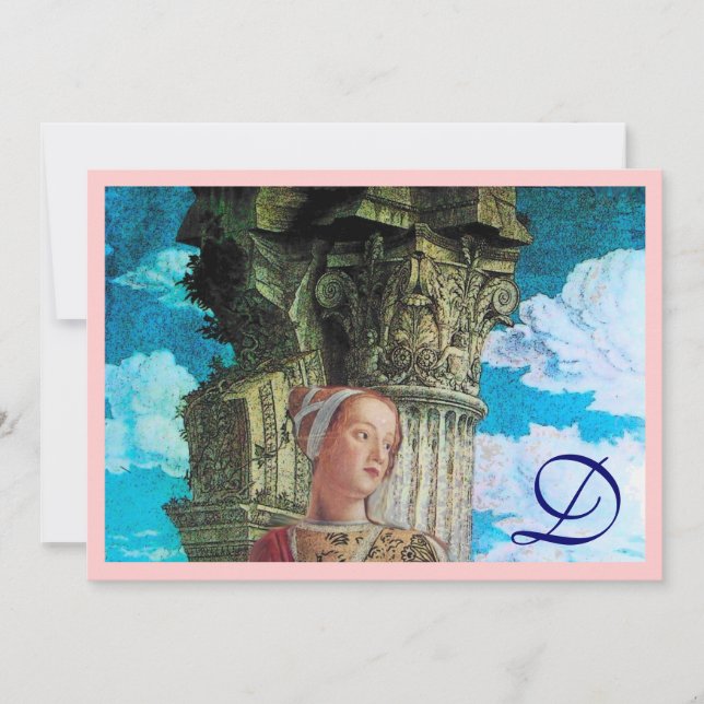 Invitation MONOGRAMME DE BEAUTÉ CLASSIQUE, rose bleu rose vif (Devant)