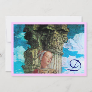 Invitation MONOGRAMME DE BEAUTÉ CLASSIQUE, rose bleu rose vif
