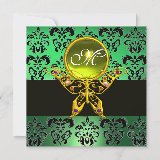 Invitation MONOGRAMME DE BOUTEILLE HYPER, damas vert, gemme j (Devant)