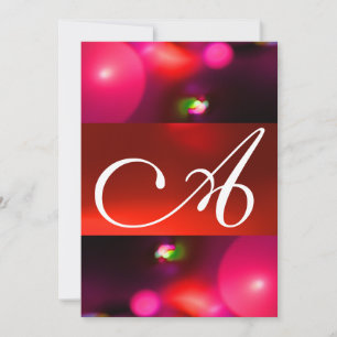 Invitation MONOGRAMME DE BULLE QUANTIQUE rouge noir rose