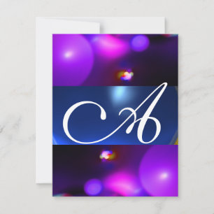 Invitation MONOGRAMME DE BULLE QUANTUME bleu violet
