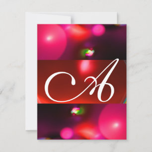 Invitation MONOGRAMME DE BULLE QUANTUME rouge rose noire