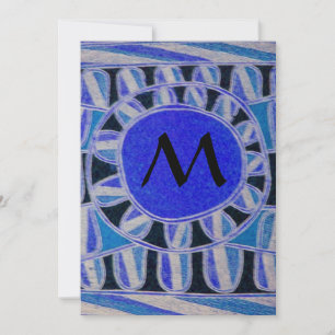 Invitation MONOGRAMME DE CHAMPAGNE SOLAIRE, bleu turquase noi