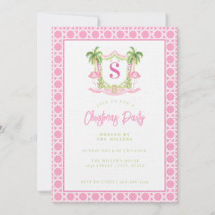 Invitation Monogramme de crête de Flamant rose de Noël de Pre