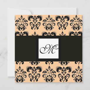 Invitation MONOGRAMME DE DAMAS,noir et blanc,rose