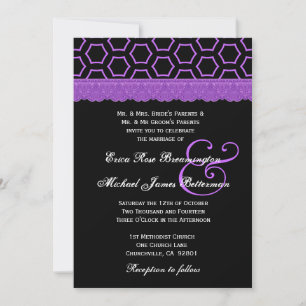 Invitation Monogramme de dentelle rouge et noire Mariage V22