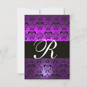 INVITATION MONOGRAMME DE DOMMASQUES BLANCS PURPLE RSVP