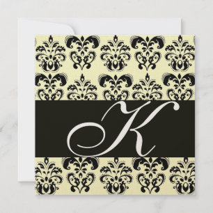 Invitation MONOGRAMME DE DOMMASQUES D'OR ET NOIR, blanc