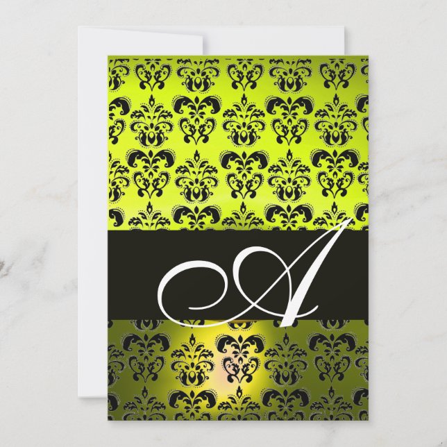Invitation MONOGRAMME DE DOMMASQUES JAUNES, blanc (Devant)