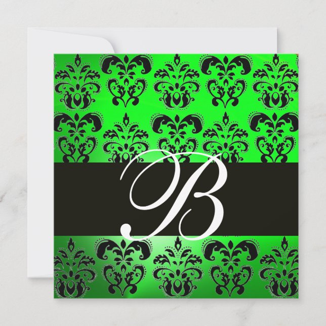 Invitation MONOGRAMME DE DOMMASQUES NOIR VERT, blanc (Devant)