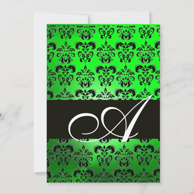 Invitation MONOGRAMME DE DOMMASQUES NOIR VERT, blanc vif (Devant)