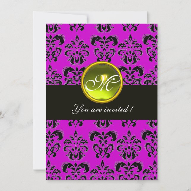 Invitation MONOGRAMME DE DOMMASQUES NOIRS PURPLE, topaz jaune (Devant)