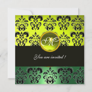 Invitation MONOGRAMME DE DOMMASQUES VERTS JAUNES, topaz