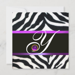 INVITATION MONOGRAMME DE FOURRURE EN ZEBRA NOIR POURPULAIRE, 
