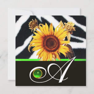 INVITATION MONOGRAMME DE FOURRURES ZEBRA BLANC VERT