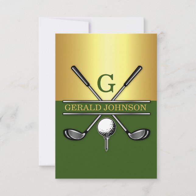 Invitation Monogramme de golf sur mesure Élégant 3,5x5 (Devant)