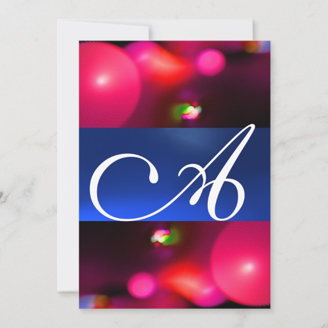 Invitation MONOGRAMME DE LA BULLE QUANTUME rouge bleu (Devant)