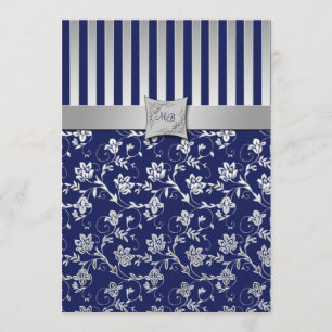 Invitation Monogramme de la Vigne Florale Marine e