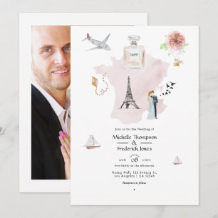 Invitation Monogramme de mariage de destination aquarelle Par