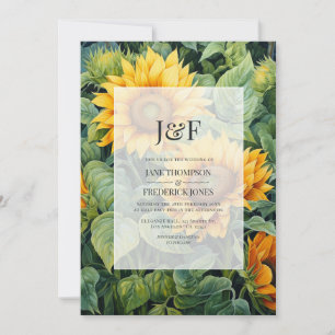 Invitation Monogramme de mariage floral vert rustique et tour