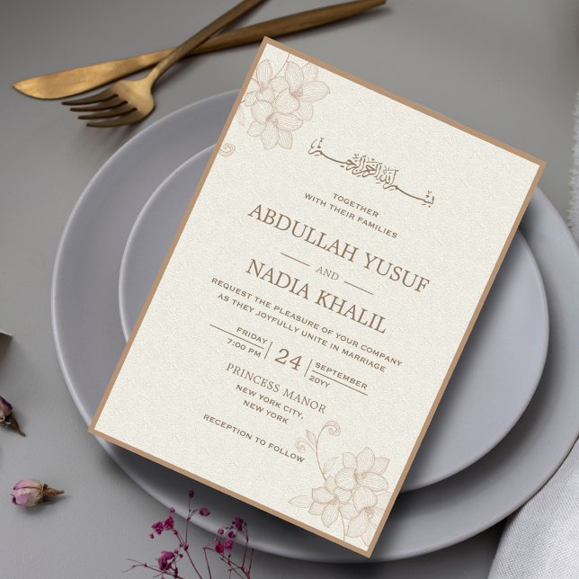 Invitation Monogramme de Mariage musulman d'esthétique minima (Créateur téléchargé)