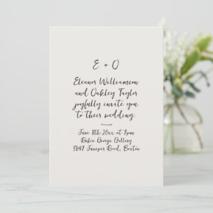 Invitation Monogramme de mariage romantique en écriture Dark