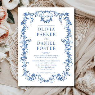 Invitation Monogramme de Mariage Royal Blue de Victoria