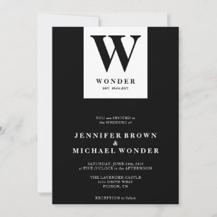 Invitation Monogramme de mariage scandinave noir