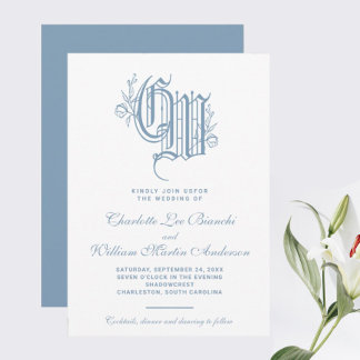 Invitation Monogramme de mariage vintage