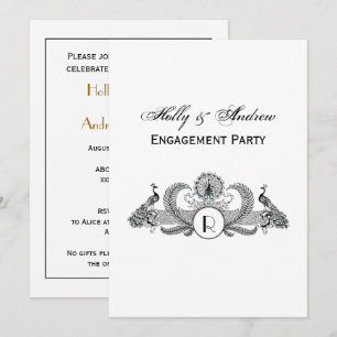Invitation Monogramme de paons vintage
