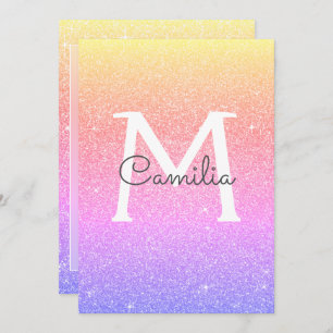 Invitation Monogramme de Parties scintillant rose pourpre Spa