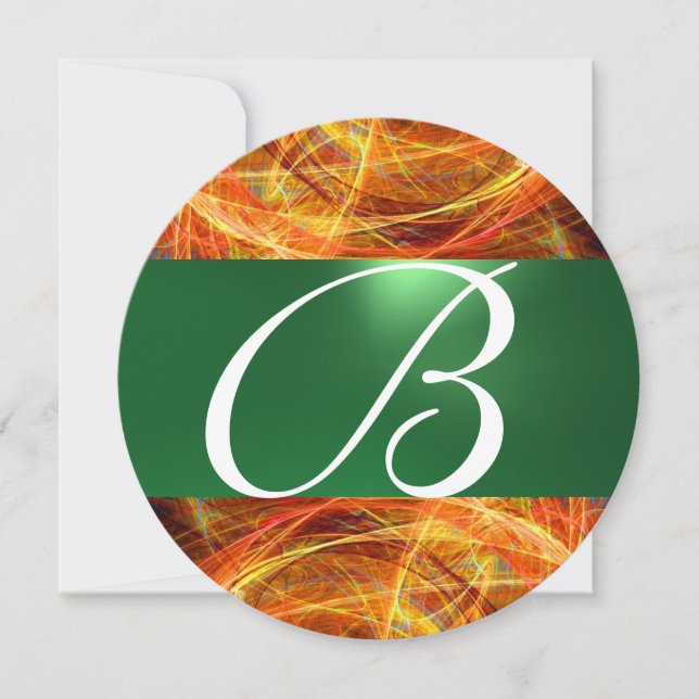 Invitation MONOGRAMME DE PHOTON jaune émeraude vert (Devant)