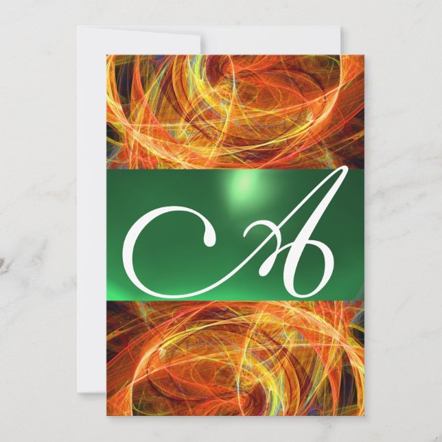 Invitation MONOGRAMME DE PHOTON jaune émeraude vert (Devant)