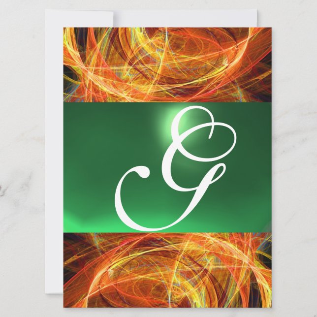 Invitation MONOGRAMME DE PHOTON jaune émeraude vert (Devant)