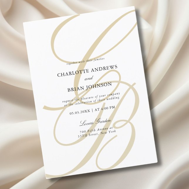 Invitation Monogramme de police de script minimaliste | Maria (Elegant, Monogram, Wedding Invitation)