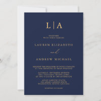 Monogramme de tournesol bleu marine Mariage minima