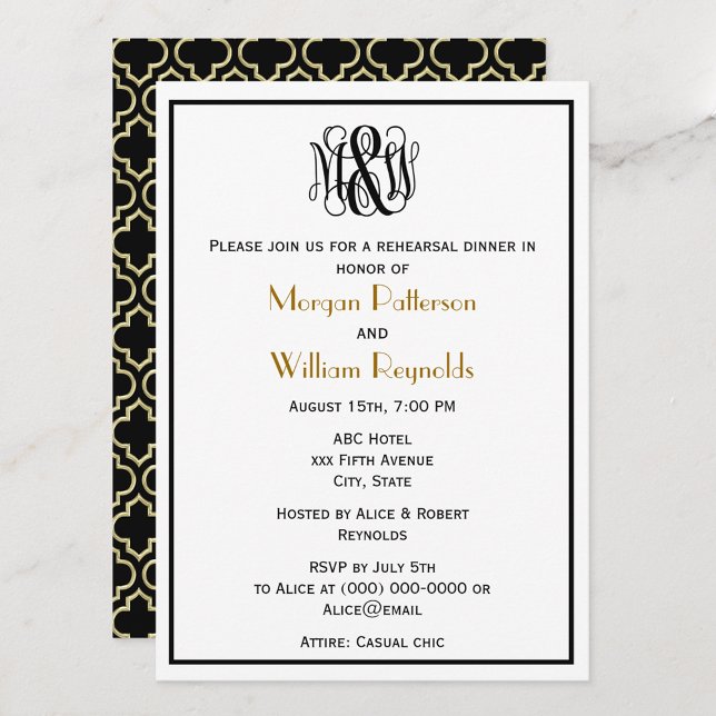 Invitation Monogramme de vigne noire do-it-yourself Répétitio (Créateur téléchargé)