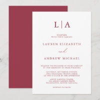 Monogramme de vin rouge Mariage minimaliste simple