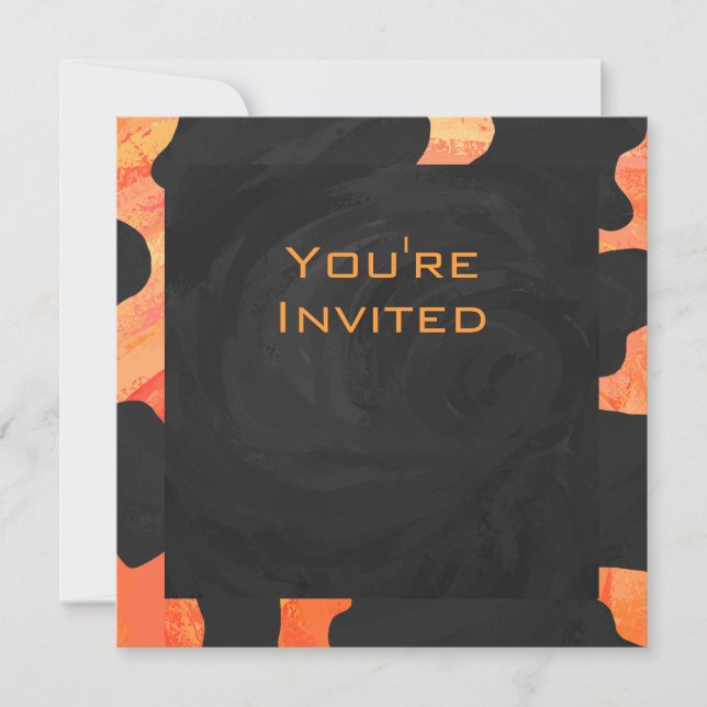 Invitation Monogramme de zèbre orange et noir (Devant)
