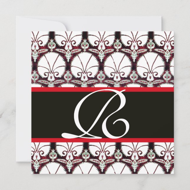 INVITATION MONOGRAMME DES CARNATIONS DE DAMASK ROUGE NOIR (Devant)