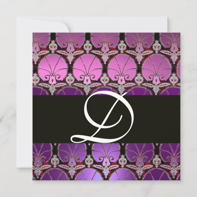 INVITATION MONOGRAMME DES CARNATIONS DE DOMMASQUES NOIRS VIOL (Devant)