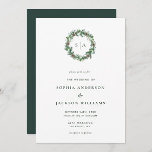 Invitation Monogramme d'hiver minimaliste Mariage de couronne