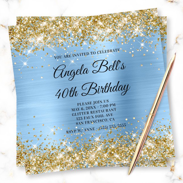 Invitation Monogramme d'huile de Parties scintillant d'or ble (Créateur téléchargé)