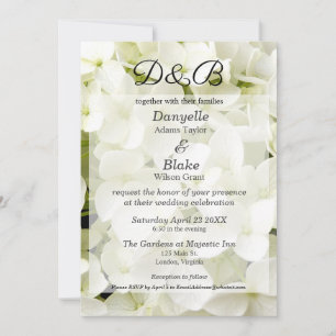 Invitation Monogramme d'Hydrangée blanche classique