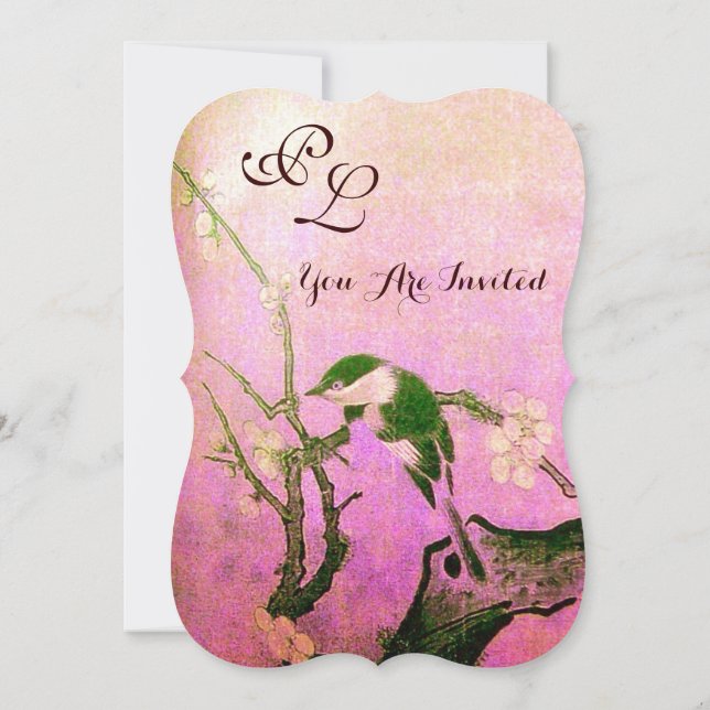 Invitation MONOGRAMME D'OISEAU DE PRINTEMPS Fuchsia rose Brow (Dos)
